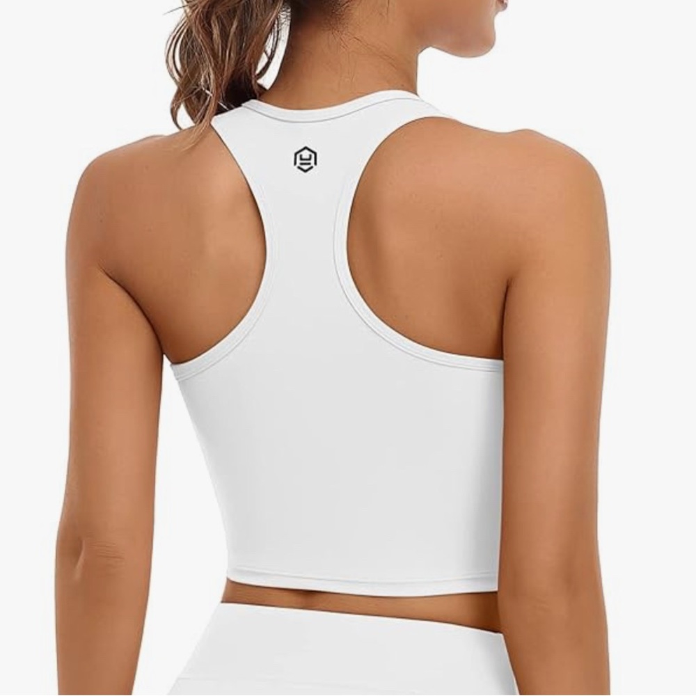 Seamless White Racerback Sports Bra